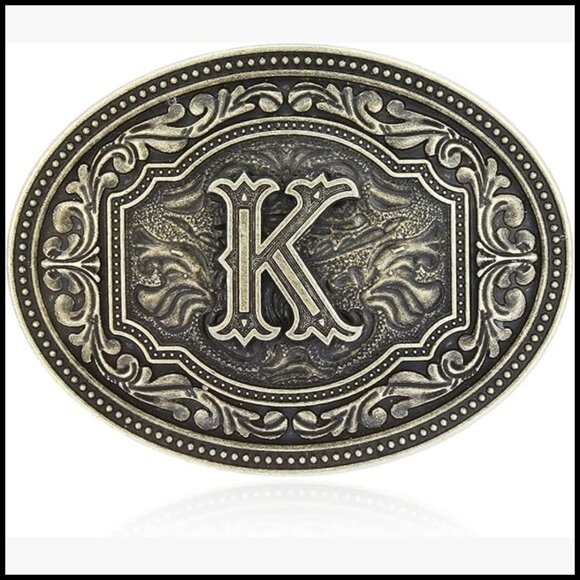 Zinc Alloy Western Belt Buckle with Initials for Snap-On Belts main image 4